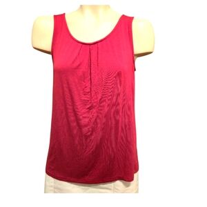 IGENJUN Flowy Stretch Sleeveless Shirred Round Neck Top Scarlet New Size Small